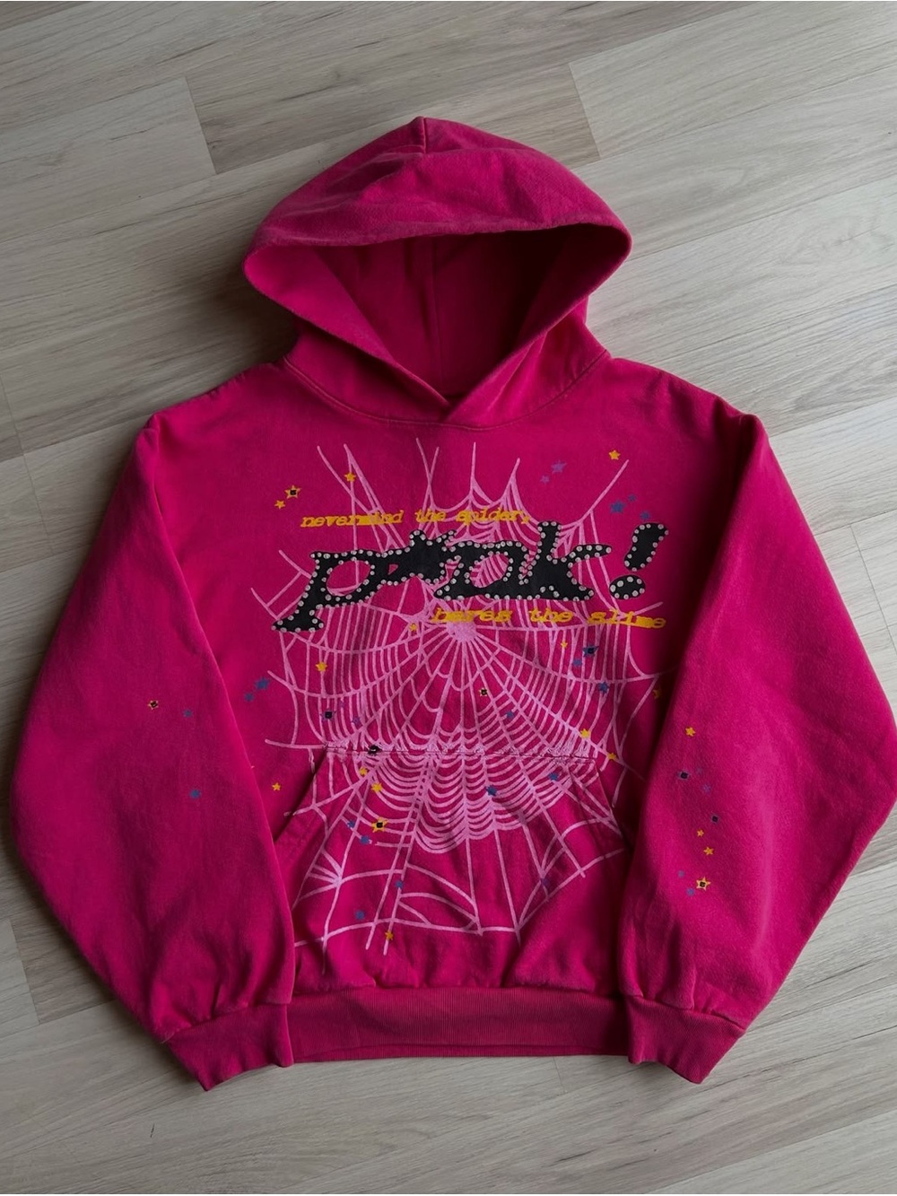 SUPRE Hot Pink Graphic Spiderweb Hoodie